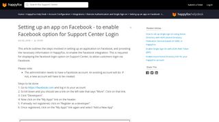 
                            2. Setting up an app on Facebook - to enable Facebook option for ...