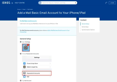 
                            5. Setting up an email account on the iPhone - 1&1 IONOS Help