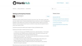 
                            10. Setting up Anonymous Access – MantisHub