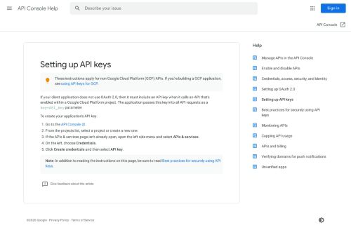 
                            12. Setting up API keys - API Console Help - Google Support