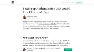 
                            4. Setting up Authentication with Auth0 for a Client-Side App - Medium