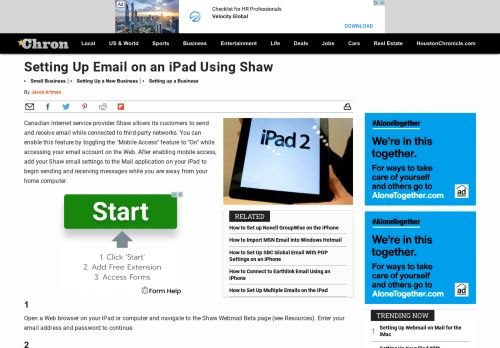 
                            8. Setting Up Email on an iPad Using Shaw | Chron.com
