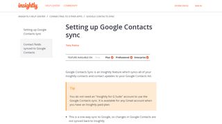 
                            9. Setting up Google Contacts sync – Insightly Help Center
