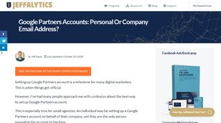 
                            11. Setting up Google Partners account - Jeffalytics