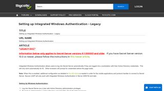 
                            10. Setting up Integrated Windows Authentication - Legacy