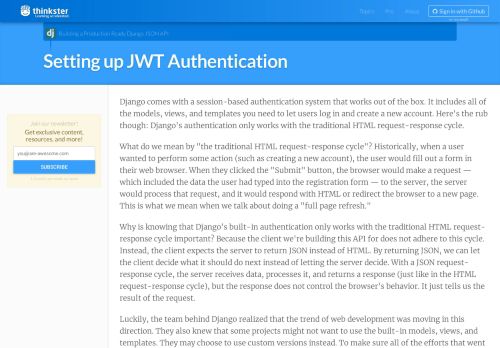 
                            8. Setting up JWT Authentication - Thinkster
