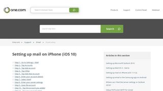 
                            9. Setting up mail on iPhone (iOS 10) – Support | One.com