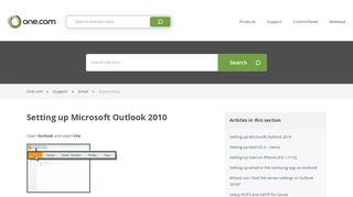 
                            8. Setting up Microsoft Outlook 2010 – Support | One.com