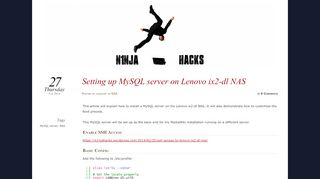 
                            4. Setting up MySQL server on Lenovo ix2-dl NAS | N1nja Hacks