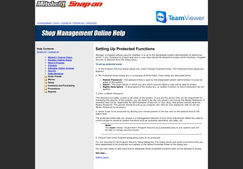 
                            7. Setting Up Protected Functions - Shop Management Help Center