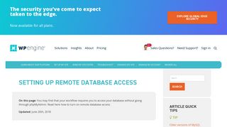 
                            12. Setting Up Remote Database Access | WP Engine®