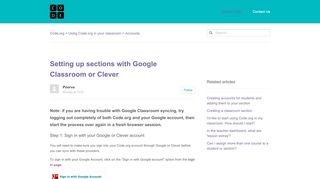 
                            7. Setting up sections with Google Classroom or Clever – Code.org