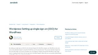 
                            7. Setting up single sign-on (SSO) for WordPress – Zendesk Support