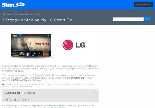 
                            11. Setting up Stan on my LG Smart TV – Stan Support