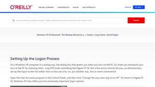 
                            9. Setting Up the Logon Process - Windows XP Professional: The ...