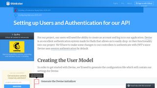 
                            9. Setting up Users and Authentication for our API - Thinkster