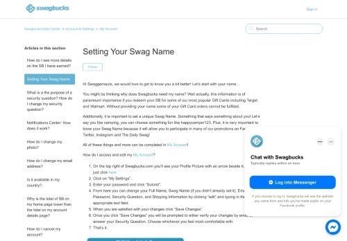 
                            5. Setting Your Swag Name – Swagbucks Help Center