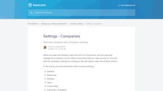 
                            6. Settings - Companies | Basecone UK Help Center