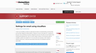 
                            4. Settings for email using cloudflare | InMotion Hosting