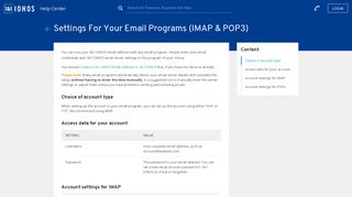 
                            13. Settings For Your Email Programs (IMAP & POP3) - 1&1 IONOS Help