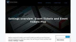 
                            7. Settings overview: Event Tickets and Event Tickets Plus