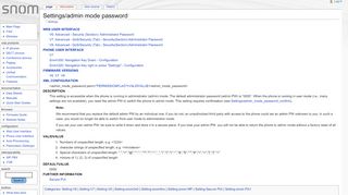 
                            13. Settings/admin mode password - Snom User Wiki