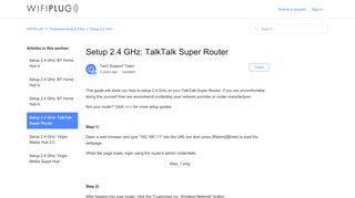 
                            6. Setup 2.4 GHz: TalkTalk Super Router – WIFIPLUG