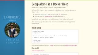 
                            13. Setup Alpine as a Docker Host · JGuerreiro