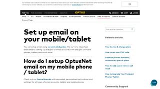 
                            11. Setup Email On Your Mobile/Tablet - Optus