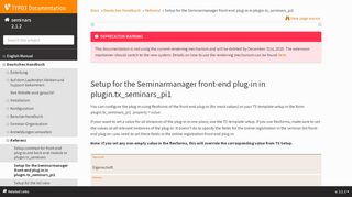 
                            6. Setup for the Seminarmanager front-end plug-in in plugin ...