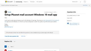 
                            12. Setup Plusnet mail account Windows 10 mail app - Microsoft Community