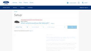 
                            2. Setup | SYNC | Official Ford Owner Site