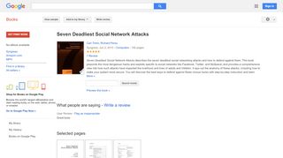 
                            6. Seven Deadliest Social Network Attacks - Keputusan Buku Google