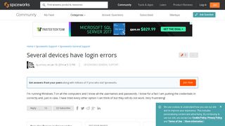 
                            2. Several devices have login errors - Spiceworks General Support ...