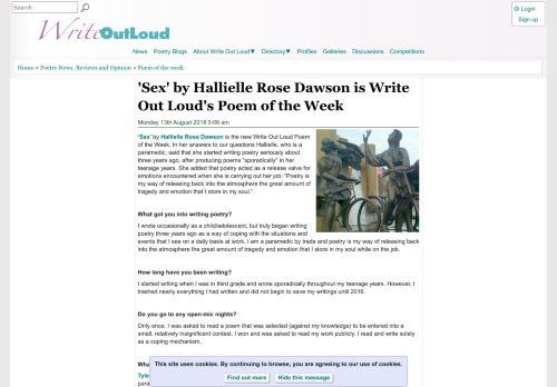 
                            12. 'Sex' by Hallielle Rose Dawson is Write Out Loud's Poem of the Week ...