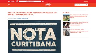 
                            10. Sexta é último dia para descontar créditos do Nota Curitibana no IPTU ...