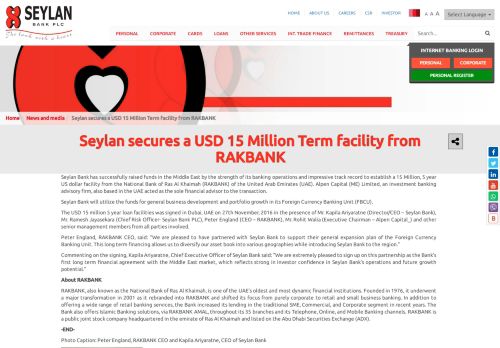 
                            12. Seylan secures a USD 15 Million Term facility from RAKBANK ...