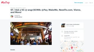 
                            12. SF / Ask a VC @ wsgr|SOMA: @Pay, MakeMe, NeedTo.com ... - Meetup