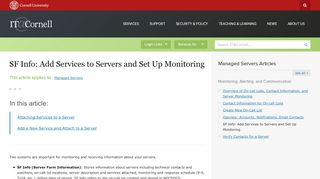 
                            8. SF Info: Add Services to Servers and Set Up Monitoring | IT@Cornell