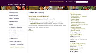 
                            3. SF State Gateway | SF State Registrar's Office - SFSU Registrar - San ...