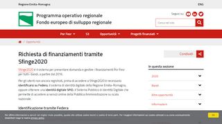 
                            1. Sfinge2020 - POR FESR Emilia Romagna - Regione Emilia-Romagna