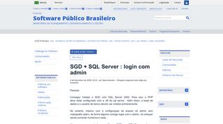 
                            8. SGD + SQL Server : login com admin - SGD - Sistema de Gestão de ...