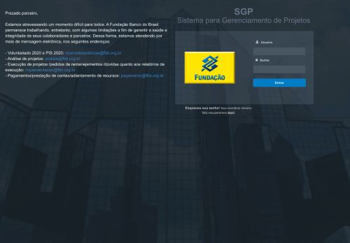 
                            11. SGP - Sistema de Gerenciamento de Projetos - Fundação Banco do ...