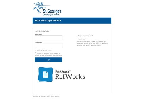 
                            13. SGUL Web Login Service - RefWorks