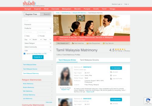 
                            5. Shaadi - No.1 Site for Malaysia Tamil Matrimony, ...