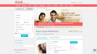 
                            8. Shaadi.com - Arya Vysya Matrimony & Matrimonial Site