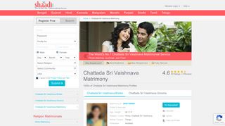 
                            4. Shaadi.com - Chattada Sri Vaishnava Matrimony & Matrimonial Site