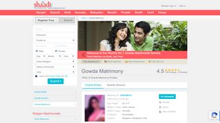 
                            4. Shaadi.com - Gowda Matrimony & Matrimonial Site