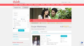 
                            4. Shaadi.com - Gurjar Matrimony & Matrimonial Site
