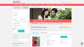 
                            8. Shaadi.com - Maithili Matrimony & Matrimonial Site